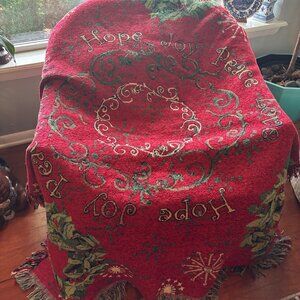 Wreaths Of The Season Red & Green Holiday Tapestry Throw Blanket 51 X 68 Inches